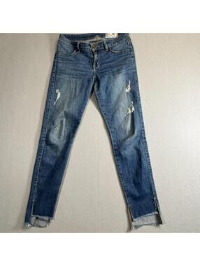 SIWY Los Angeles Distressed Skinny Jeans Women’s Size Fits Like 26x27 Raw Hem
